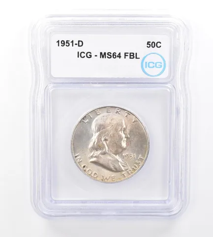 1951-D Franklin Half Dollar MS64 FBL ICG Beautiful Tone *1671
