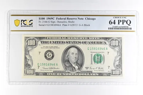 1969 C $100 Chicago IL FRN Fr#2166-G Choice Unc 64 PPQ PCGS *4968