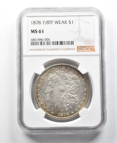 1878 7/8TF Morgan Silver Dollar Weak MS61 NGC a8581