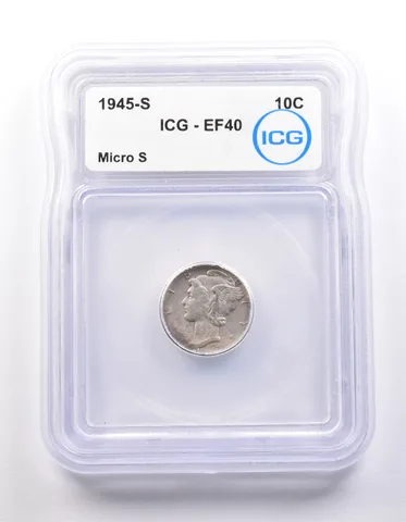 1945-S Mercury Dime Micro S EF40 ICG a9880