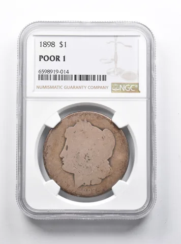 POOR 1 1898 Morgan Silver Dollar NGC Lowball Pocket Piece a1183