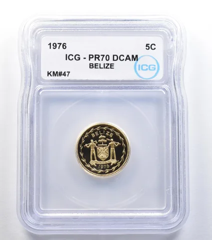 1976 Belize 5 Cents KM#47 PR70 DCAM ICG *7956