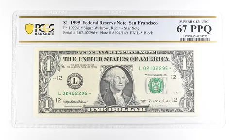 1995 $1 San Francisco CA FRN Star Fr#1922-L* Superb Gem Unc 67 PPQ PCGS *2894
