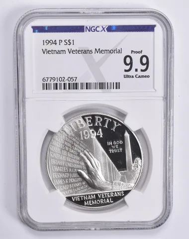 1994-P Vietnam Memorial Commemorative Dollar Proof 9.9 UCAM NGC X NGCX