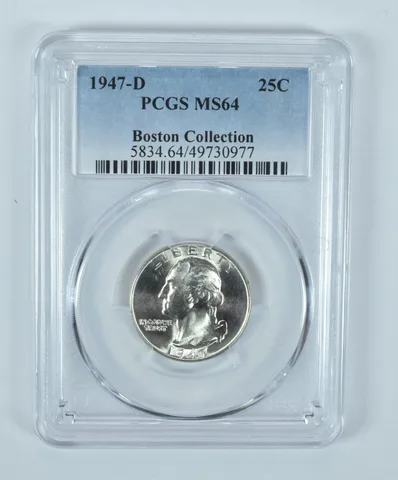 1947-D Washington Quarter Boston Collection MS64 PCGS Blue Label