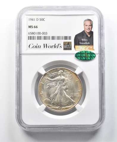 1941-D Walking Liberty Half Dollar Miles Standish MS66 NGC CAC a8544