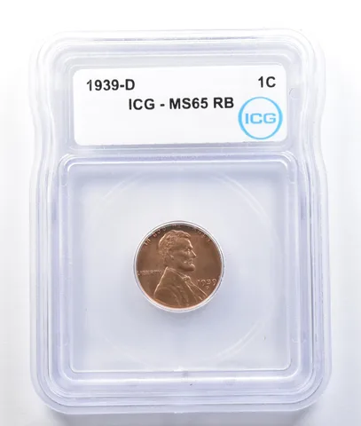 1939-D Lincoln Wheat Cent MS65 RB ICG a1486