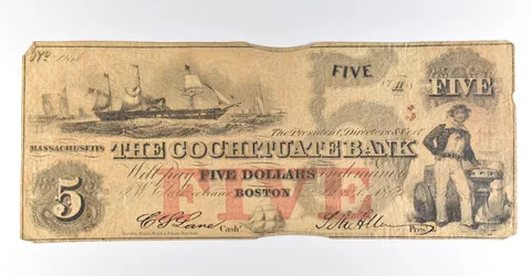 1852 $5 Boston MA Cochituate Bank Obsolete Note *8426