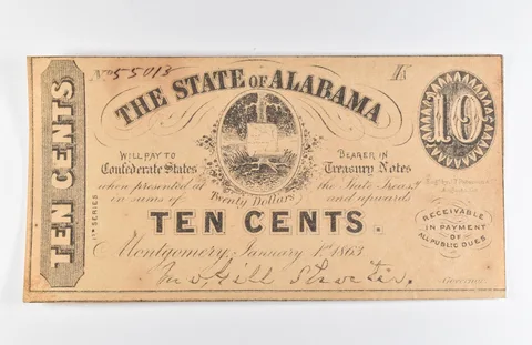 1863 10 Cents Alabama Obsolete Note *8631