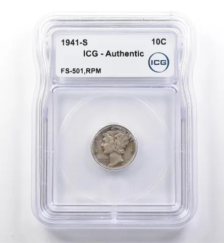1941-S Mercury Dime FS-501 RPM Authentic ICG *5999