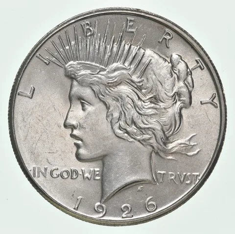 (1) BU 1926-S Peace Silver Dollar $1 Unc MS 90% - San Francisco Mint