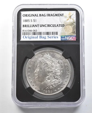 1885-S Morgan Silver Dollar Original Bag Fragment BU NGC *3347