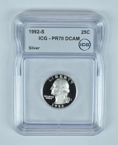 1992-S Washington Quarter Silver PR70 DCAM ICG
