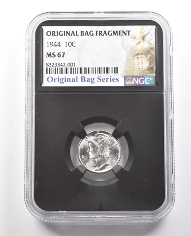 1944 Mercury Dime Original Bag Fragment MS67 NGC *6146