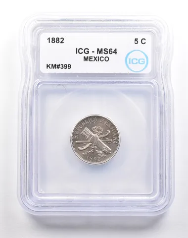 1882 Mexico 5 Centavos KM#399 MS64 ICG *5532