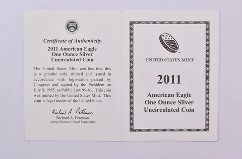 COA 2011-W Burnished Silver Eagle