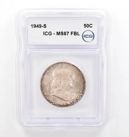 1949-S Franklin Half Dollar MS67 FBL ICG Beautiful Tone *0237