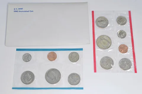 1980 Mint Set with Original Envelope & Flatpacks (13 coins)