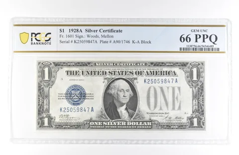 1928 A $1 Silver Certificate Fr#1601 Gem Unc 66 PPQ PCGS *5814