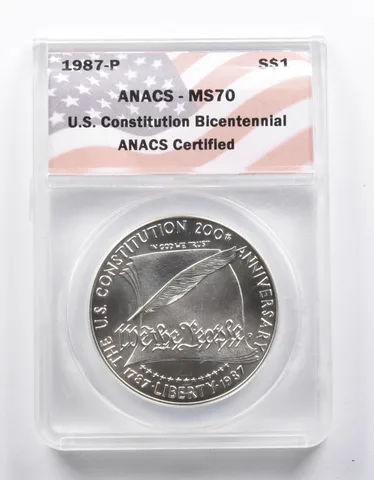 MS70 1987-P US Constitution Bicentennial Commemorative Silver Dollar ANACS *1016