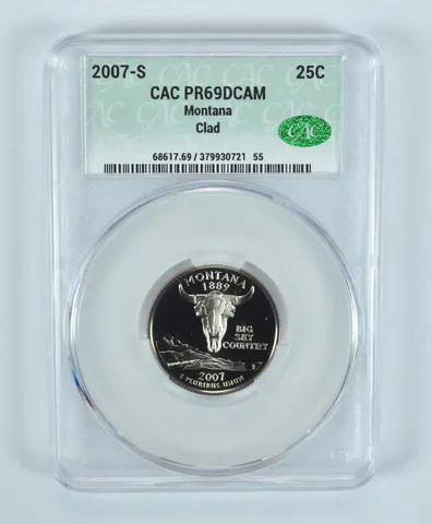 2007-S Washington State Quarter Montana CLAD PR69 DCAM CAC CACg