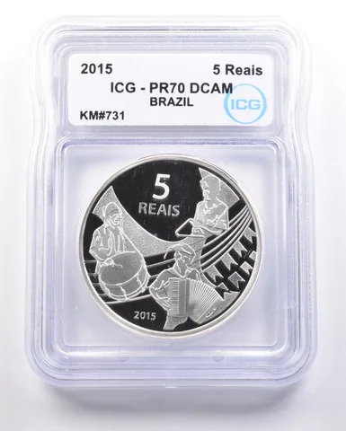 2015 Brazil 5 Reais Rio Olympics KM#731 PR70 DCAM ICG a4700