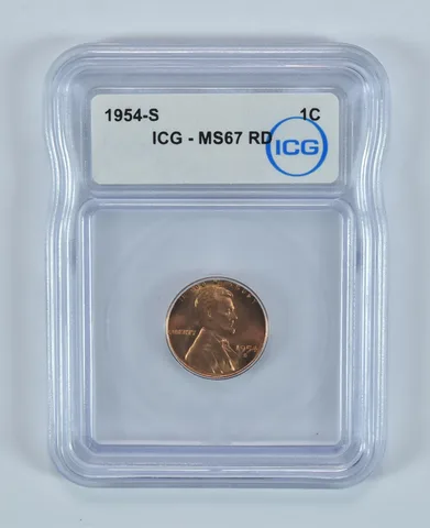 1954-S Lincoln Wheat Cent MS67 RD ICG