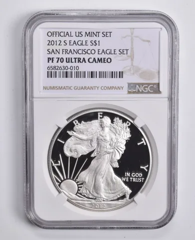 2012-S American Silver Eagle San Fran Set PF70 UCAM NGC Brown Lbl