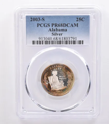 2003-S Washington State Quarter Alabama Silver PR68 DCAM PCGS Nice Tone *8788