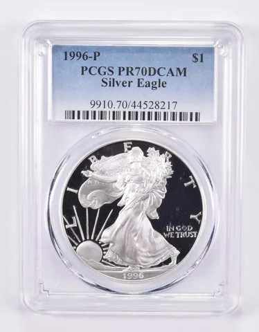 1996-P American Silver Eagle PR70 DCAM PCGS Blue Label