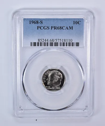 1968-S Roosevelt Dime PR68 CAM PCGS Blue Label