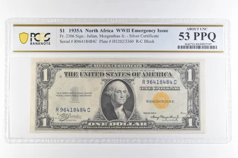 1935 A $1 Silver Certificate North Africa WWII Fr#2306 AU 53 PPQ PCGS *6912