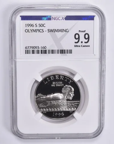 1996-S Olympic Swimming Commemorative Half Dollar Proof 9.9 NGC X NGCX