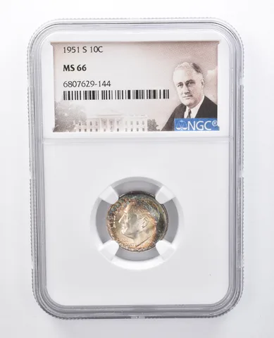 1951-S Roosevelt Dime MS66 NGC Blue Tone a7960