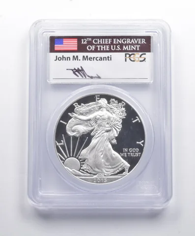 PR70DCAM 2015-W American Silver Eagle FDOI Florida FUN Sign Mercanti PCGS a8823