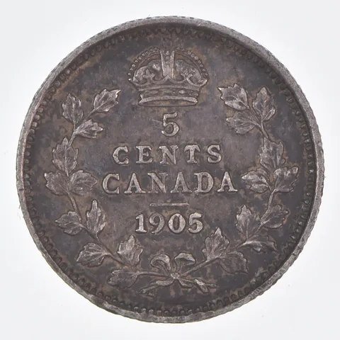 Better Date - 1905 Canada 5 Cents World Coin- Silver *106