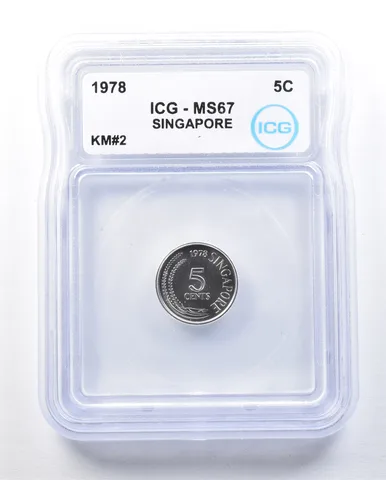 1978 Singapore 5 Cents KM#2 MS67 ICG *9004