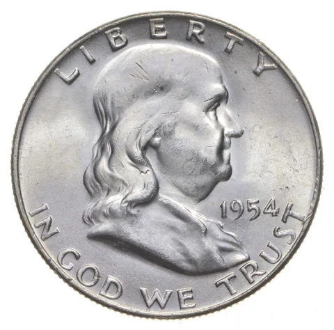 Choice Unc 1954-P Franklin Half Dollar Gem BU From Original Roll