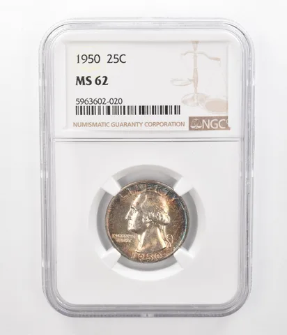 1950 Washington Quarter MS62 NGC Beautiful Tone *2372