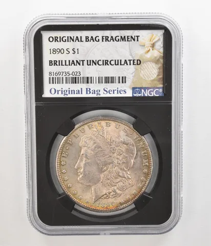 1890-S Morgan Silver Dollar Original Bag Fragment BU NGC Beautiful Tone *5502