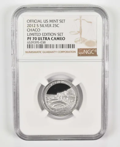 2012-S PF70 Chaco Silver Quarter US Mint Limited Edition Set NGC