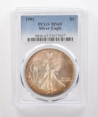 1991 American Silver Eagle MS65 PCGS Beautiful Tone *1983