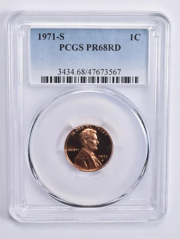 1971-S Lincoln Memorial Cent PR68 RD PCGS Blue Lbl