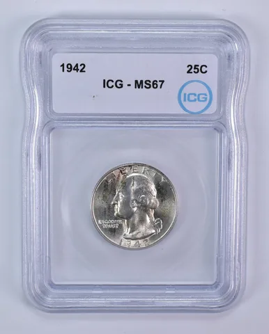 1942 Washington Quarter MS67 ICG