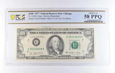 1977 $100 Chicago IL FRN Fr#2168-G Choice AU 58 PPQ PCGS *8269
