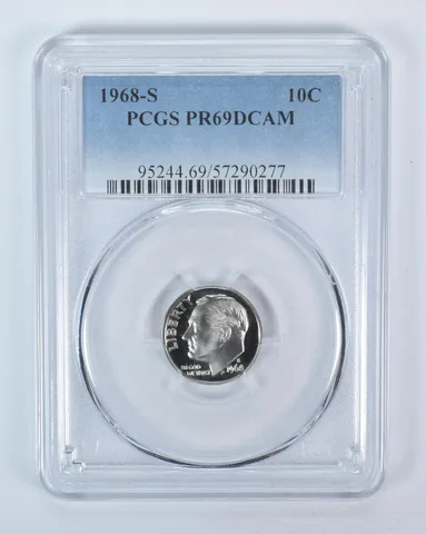1968-S Roosevelt Dime PR69 DCAM PCGS Blue Label