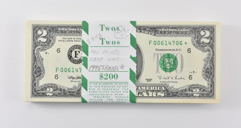 Lot (100) 1995 $2 Atlanta GA FRN Star Note Green Seal Crisp Pack *0376