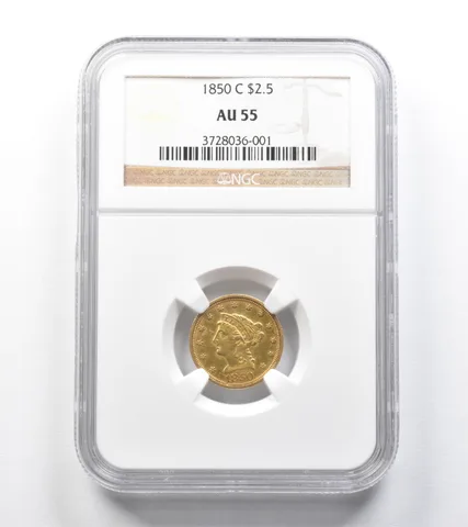 1850-C $2.50 Liberty Head Gold Quarter Eagle AU55 NGC a0089