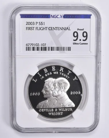 2003-P First Flight Commemorative Dollar Proof 9.9 UCAM NGC X NGCX