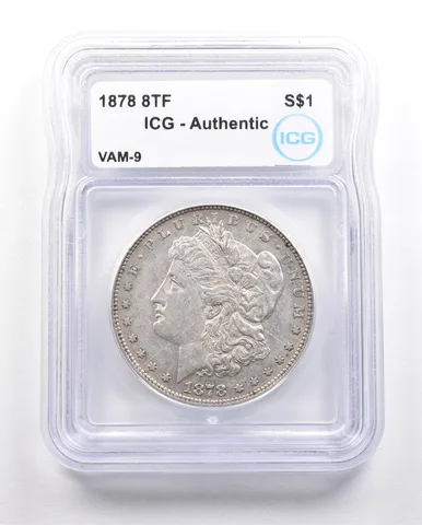 1878 8TF Morgan Silver Dollar VAM-9 Authentic ICG *5813